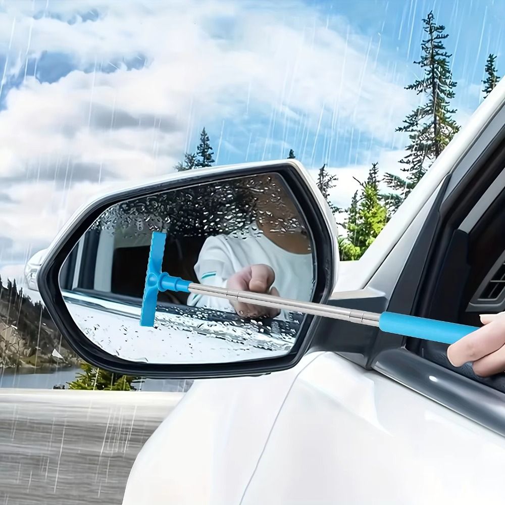 Automotive Care Extendable Design Telescopic Rearview Mirror Squeegee Adjustable Frost Removal Portable Car Window Cleaner Squeegee Function Portable Size Manual Water Scraper Window Cleaning