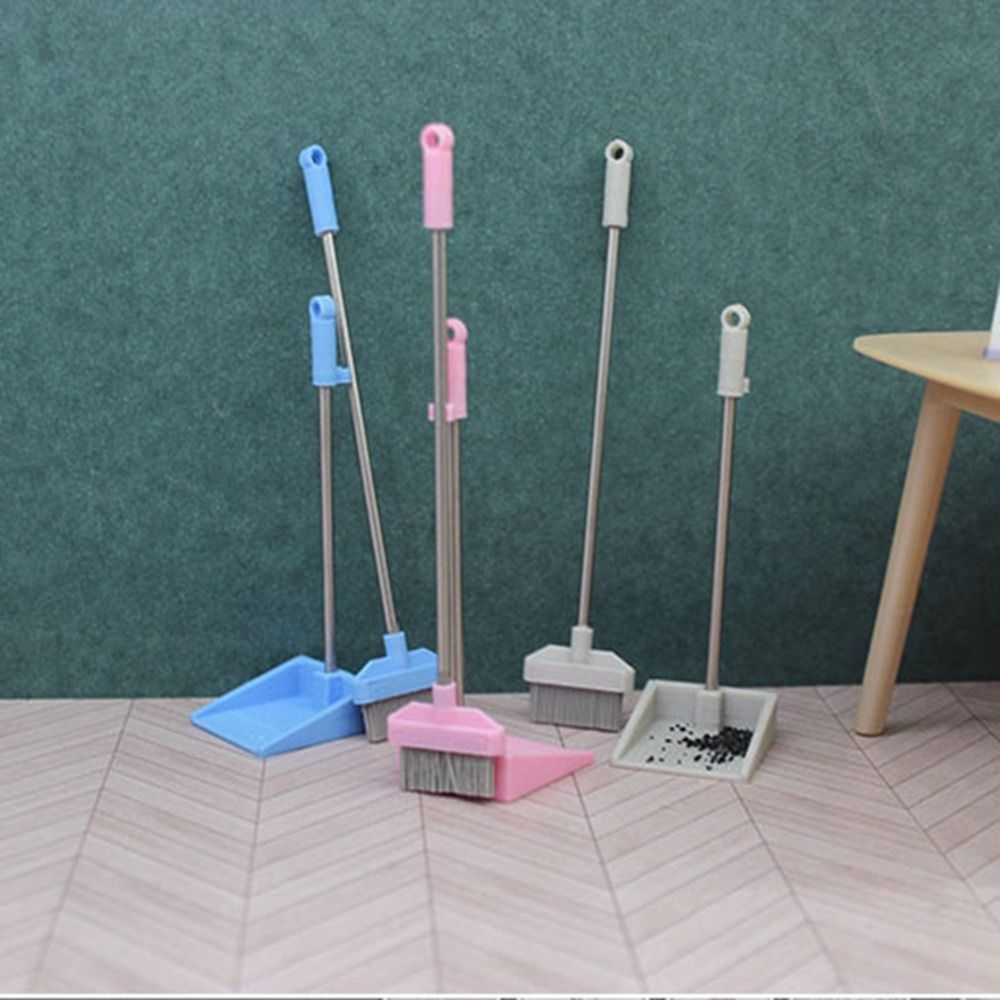 New 1:12 Dollhouse Miniature Broom Micro Life Mini Cleaning Tools Dustpan Kit Doll Home Decoration