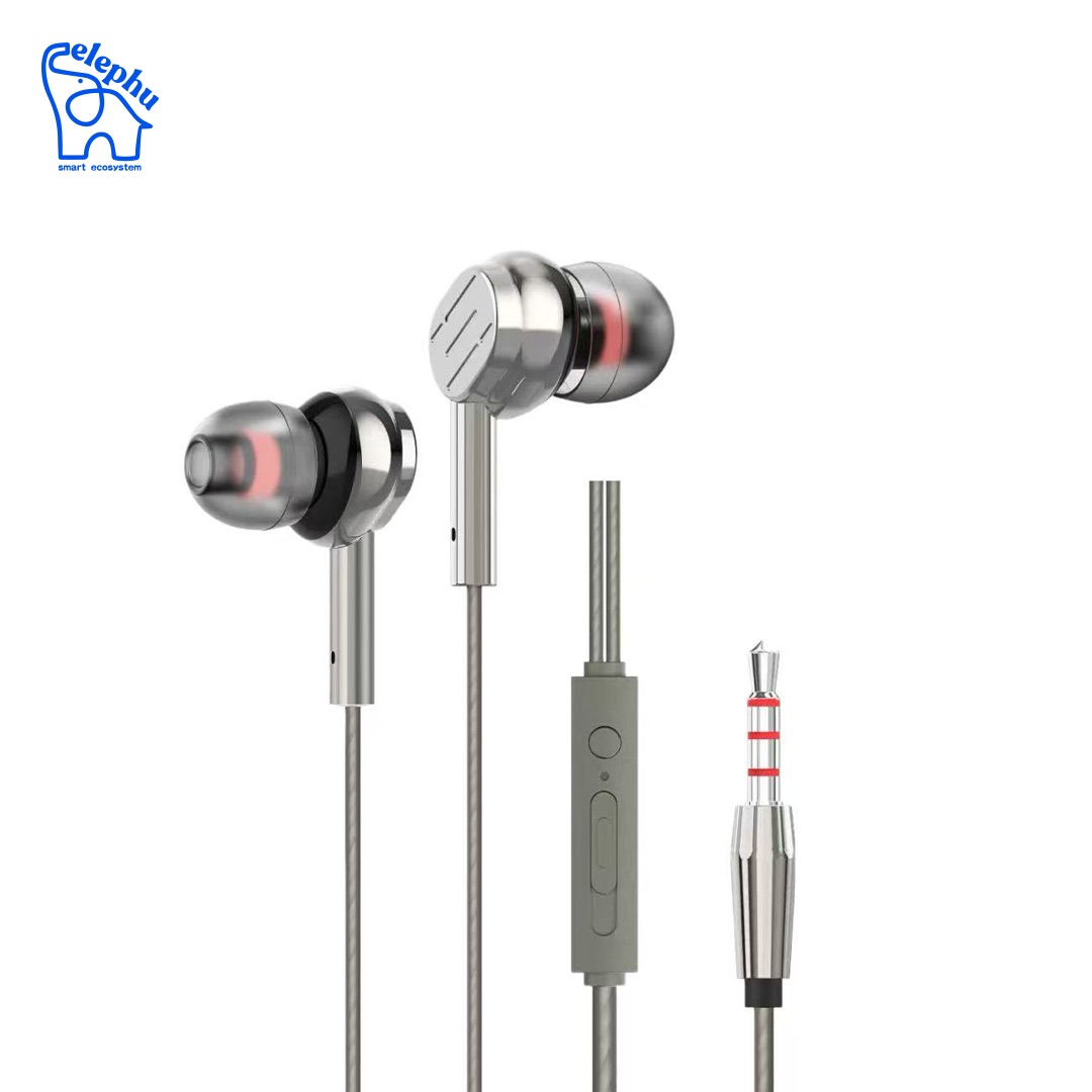 Elephu BassX 2020 earphones | 3.5mm jack | Boosted Bass| Volume Slider with Button and Silicon MIC | Hi-Res Audio| Universal Compatible| silicon tip | 5U+ copper driver | 3 months Replacement | Stereo audio | Supports Gaming | - image 1