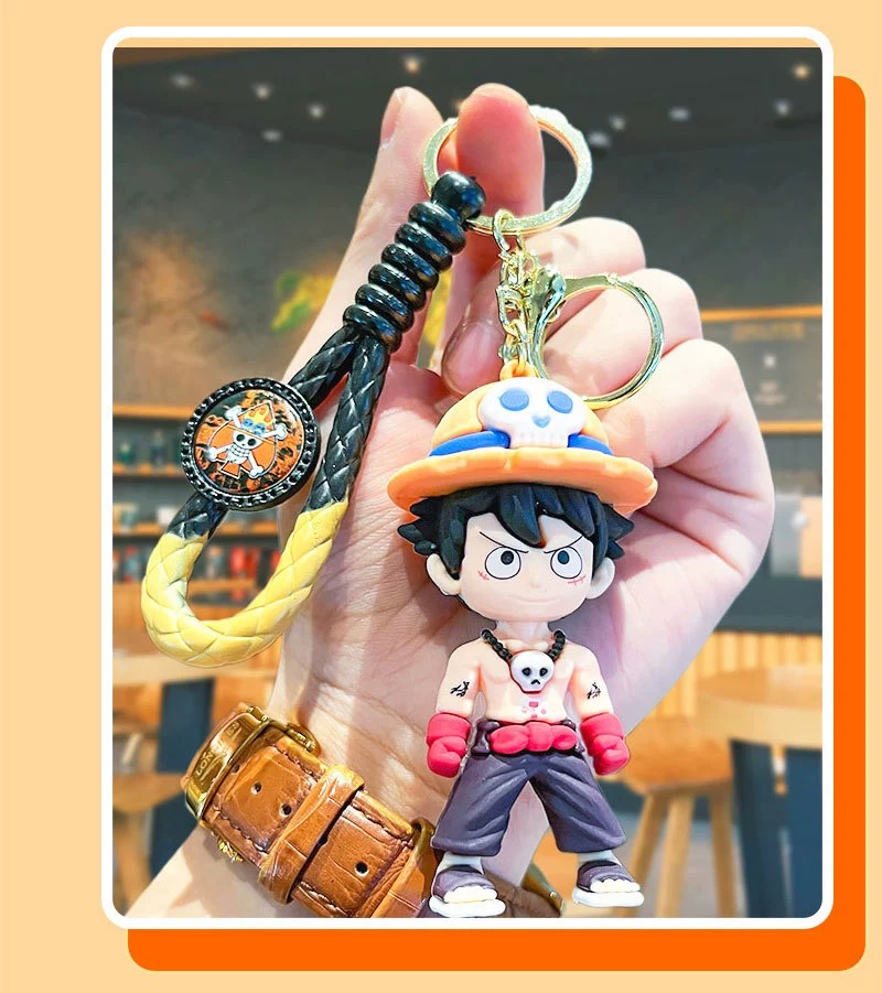 ACE Anime Cool Cartoon Piece Luffy Key Chain Accessories Car Key 3D Doll Pendant Keychain Kids Gifts Keyrings