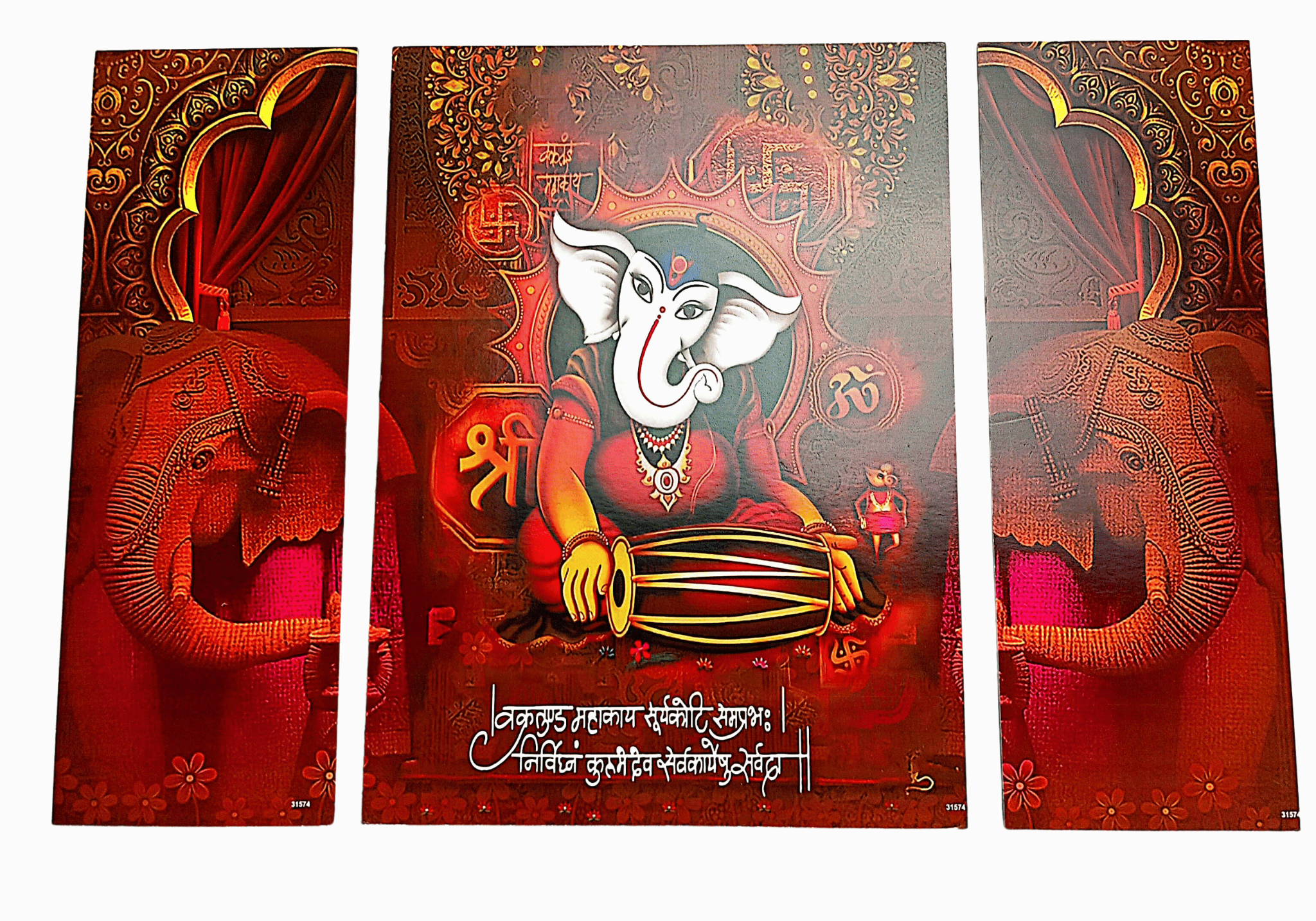 NEXO DECOR Religious Lord Ganesh UV Textured Painting Modern Art Digital Reprint 12 inch x 18 inch