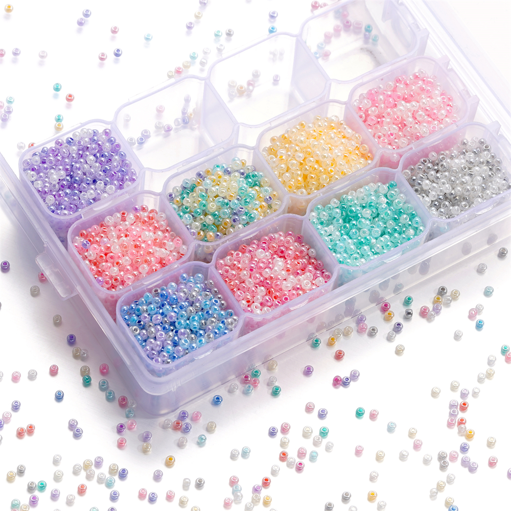 St.Kunkka 10g 2mm Glass Rice Beads Mixed Color Set Mini Small Beads For Handmade DIY Bracelet Necklace Clothing Accessories