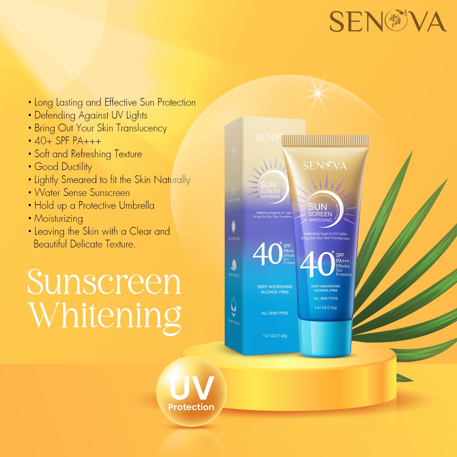 Senova Long Lasting Sun Protection 40+ SPF PA+++ Sunscreen 40g