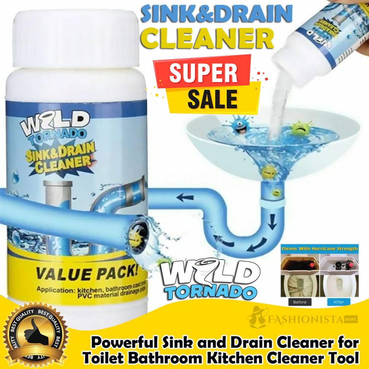 Sink and Drain Cleaner - Foaming Clean Deodorization Toilet Cleaner/ Kitchen Basin Cleaner