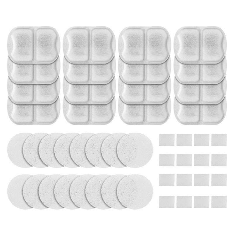 JAERBEE Cat Water Fountain Filters Replacement for 7L/230oz/1.8G Stainless Steel Pet Water Fountain Filters and Sponges 16 Set