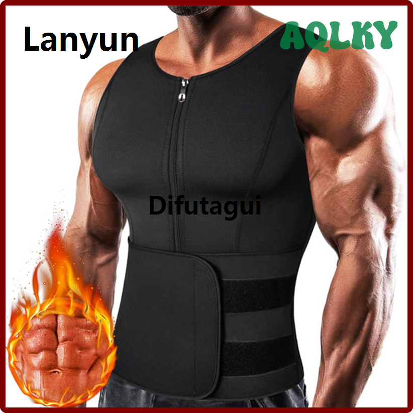 Difutagui AQLKY Men Neoprene Sauna Zipper Waist Trainer Corset Vest Tank Top Original Trimmer Compression Body Shaper Slimming Belt Faja Shapewear FGUOP