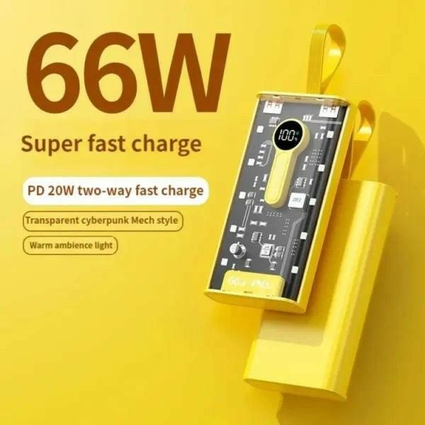 Clearance sale 66W Transparent PD Power Bank 20000mah , 10000mah_Fast Charging_PD Fast Charging Power Bank_New Beautiful Transparent Look 20000mah Powerful powerbank,10000mah powerbank