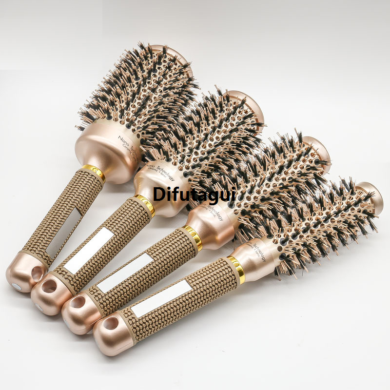 Difutagui New style Barrel Comb 2 Combs Ceramic Iron [Hot Recommendation] 1PC Professional Salon Styling Comb 4 Sizes Round Hair Curling Brush