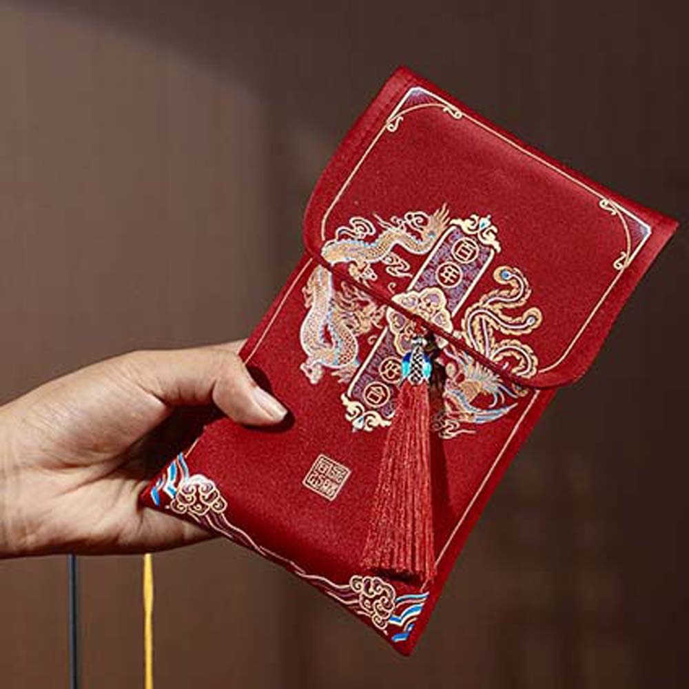 Red Bag New Year Blessing Words Wedding Red Envelope Bronzing Pearlescent Paper Mini Money Pocket Spring Festival HongBao New Year Money Bag Party Gifts