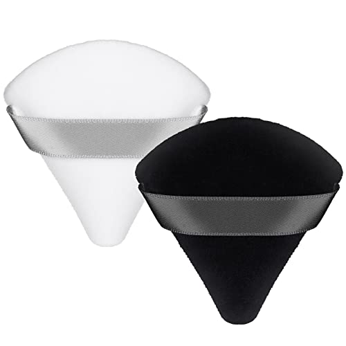 2Pcs Reusable Soft Triangle Velvet Powder Puff Mini Face Makeup Washable Sponge