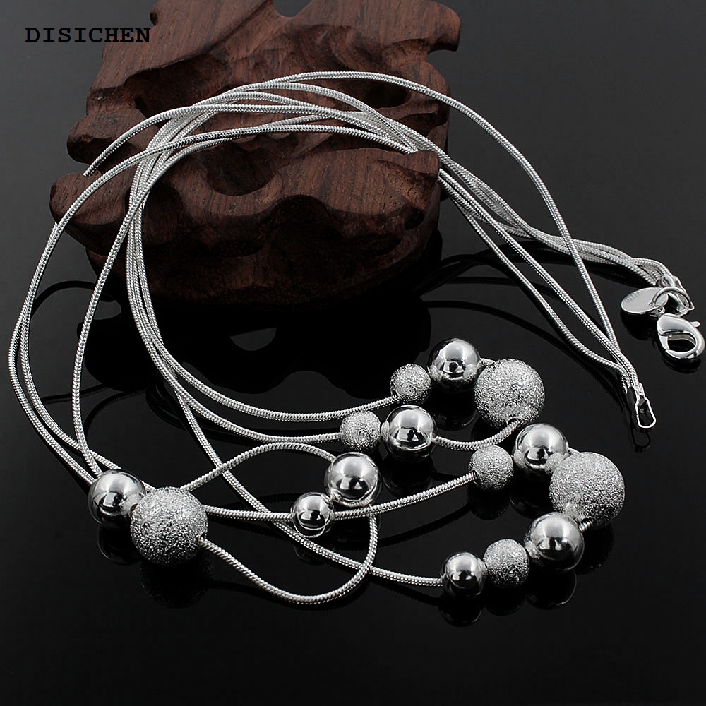DISICHEN Luxury Fine jewelry charm silver color bead necklace classic high-quality fashion For women lady wedding chain wholesale gift N020