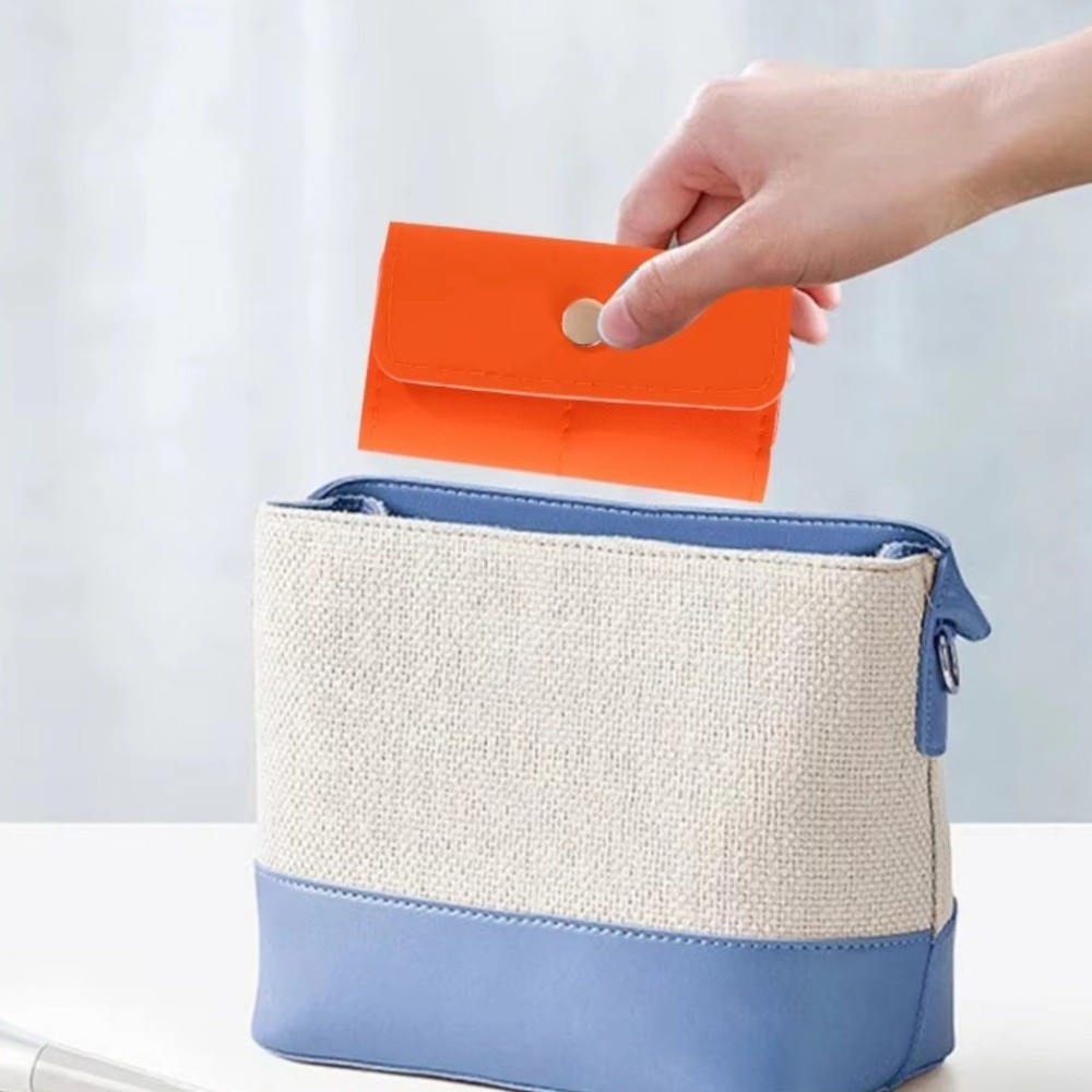 Gift PU Foldable Jewelry Storage Bag 6-Slot Design Wear-Resistant Portable Jewelry Roll Bag Solid Color Compact Portable Earrings Organizer Travel