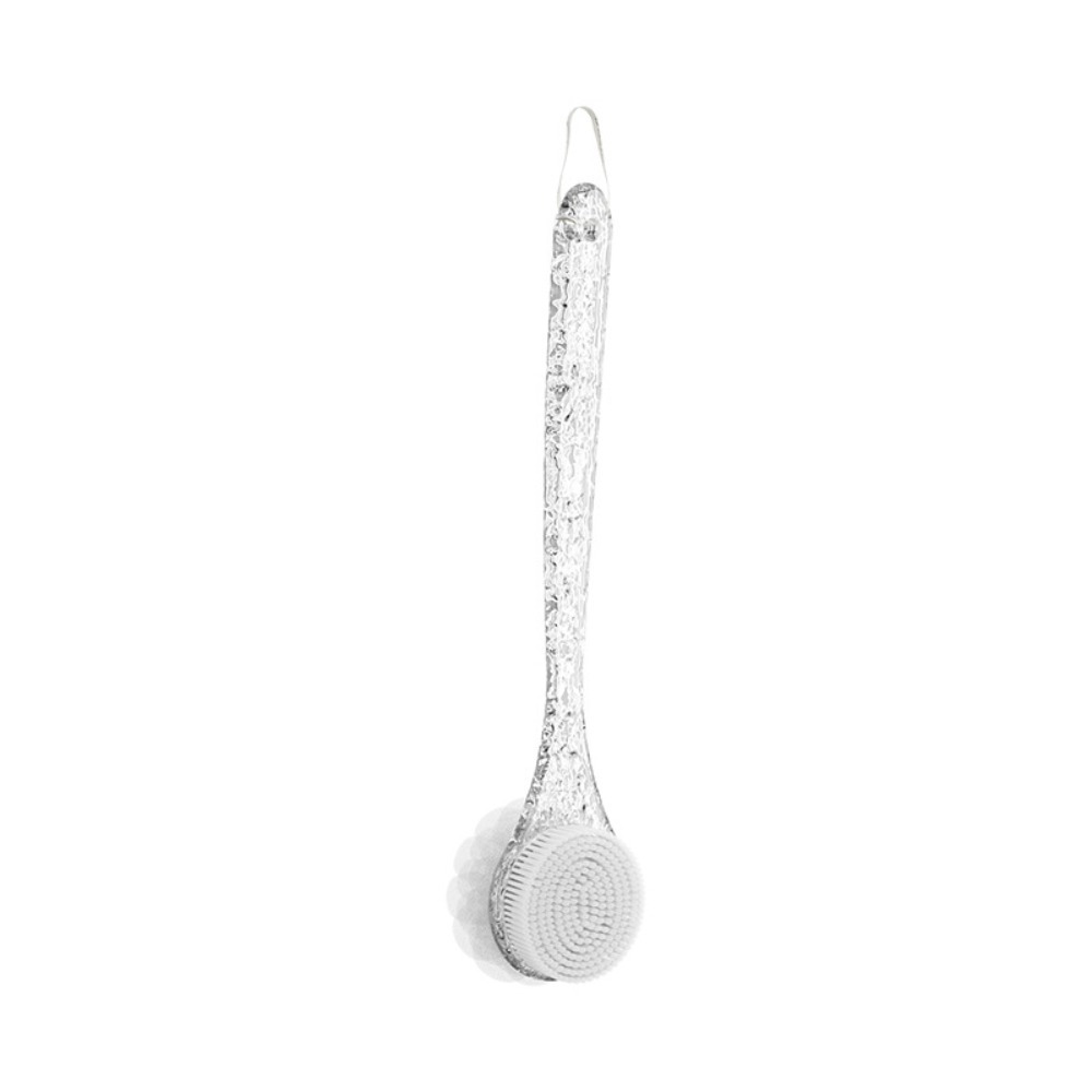 New Bathroom Accessories Long-handled Handle Bath Brush Transparent Soft Hair Dual Side Scrub Brush Durable Plastic Back Scrubber Brush Home