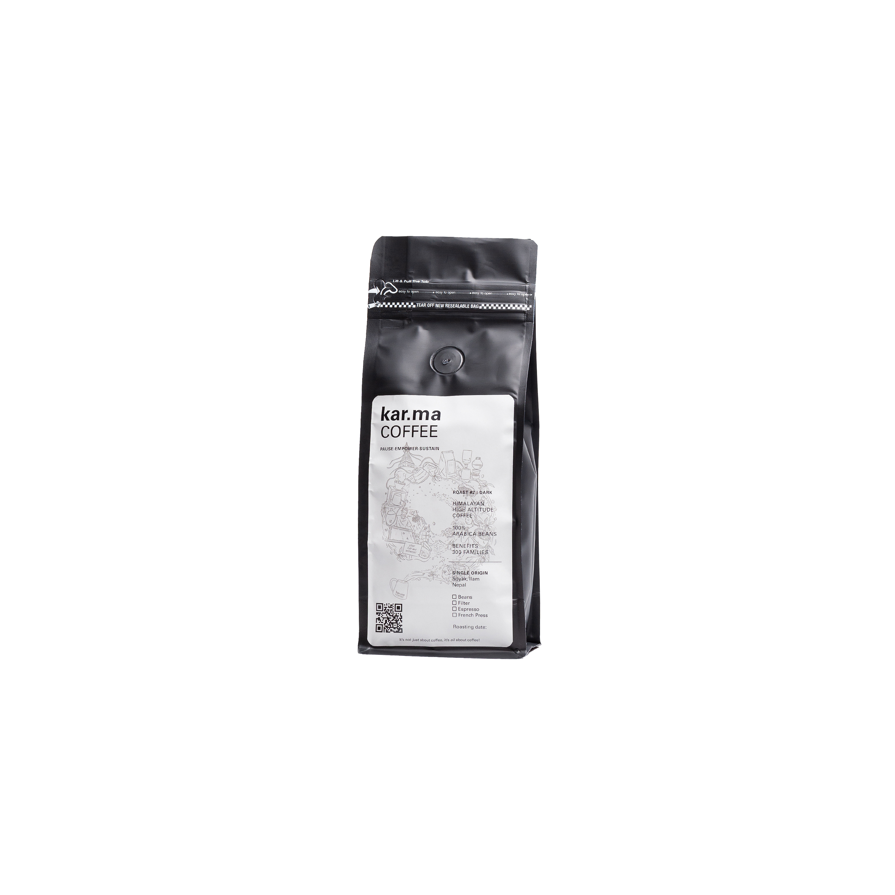 Karma Coffee Dark Roast Filter Ground 250 Gms Strong Bold Brew Beans Cafe Beverage Morning Drink