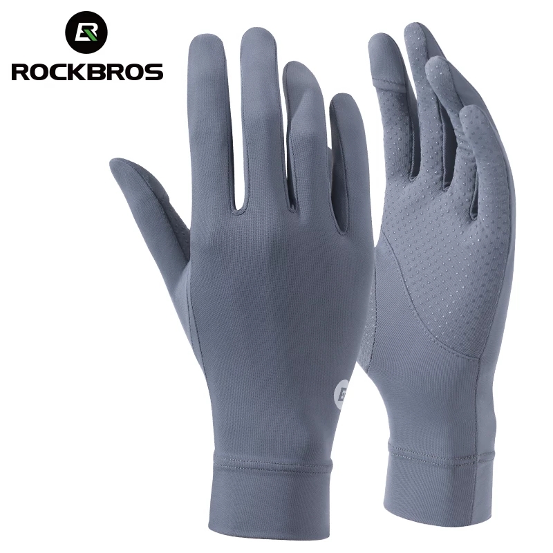 ROCKBROS Anti-Slip Fishing Gloves Spring Summer Ice Cool Breathable Sunscreen Antiskid Open Half Fingers Cycling Sport Gloves
