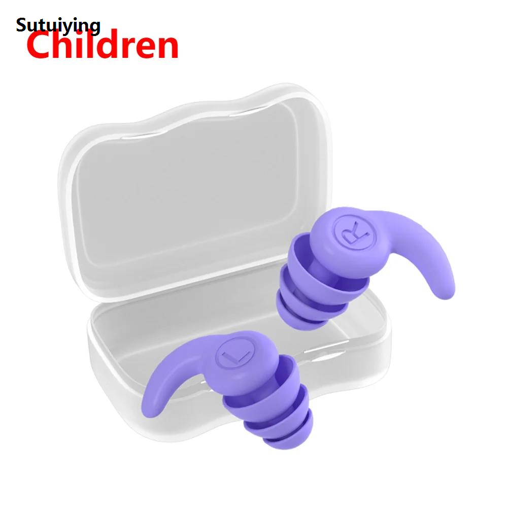 Sutuiying 1 Pair Silicone Earplugs Kids Adults Waterproof Swimming Ear Plug Original Canceling Noise Reduction Sleep Noise Proof Earbuds for Home