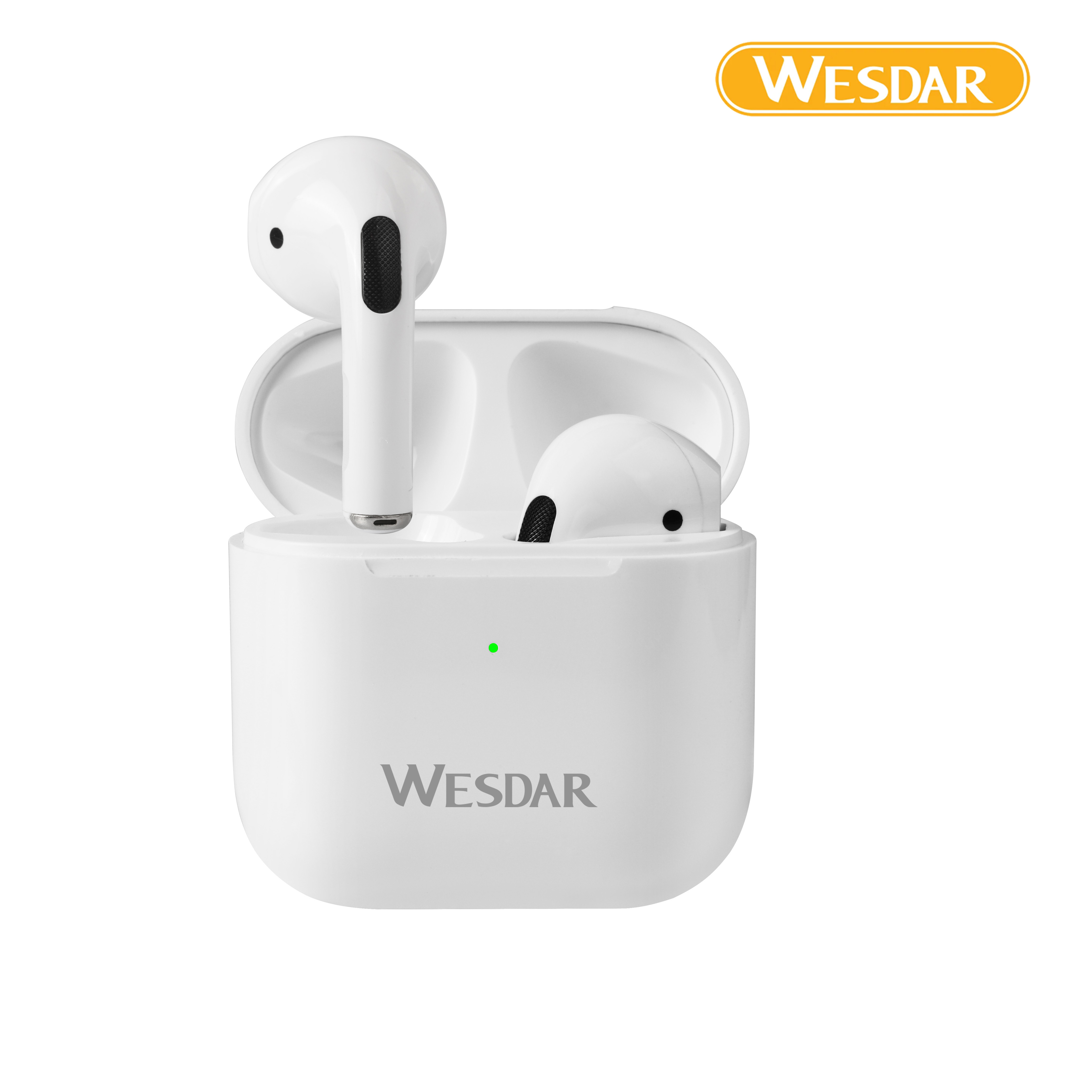 WESDAR TWS29 True Wireless Earbuds - Bluetooth 5.1, Touch Controls, 150H Standby, Charging Case with 2-3 Recharges, Lightweight Design, White
