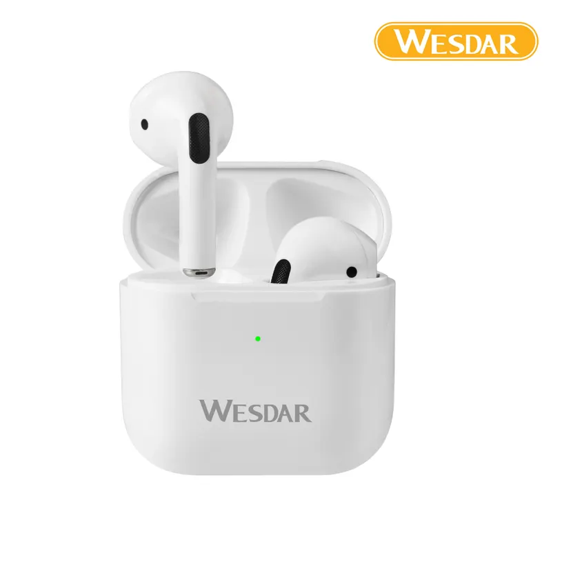 WESDAR TWS29 True Wireless Earbuds - Bluetooth 5.1, Touch Controls, 150H Standby, Charging Case with 2-3 Recharges, Lightweight Design, White