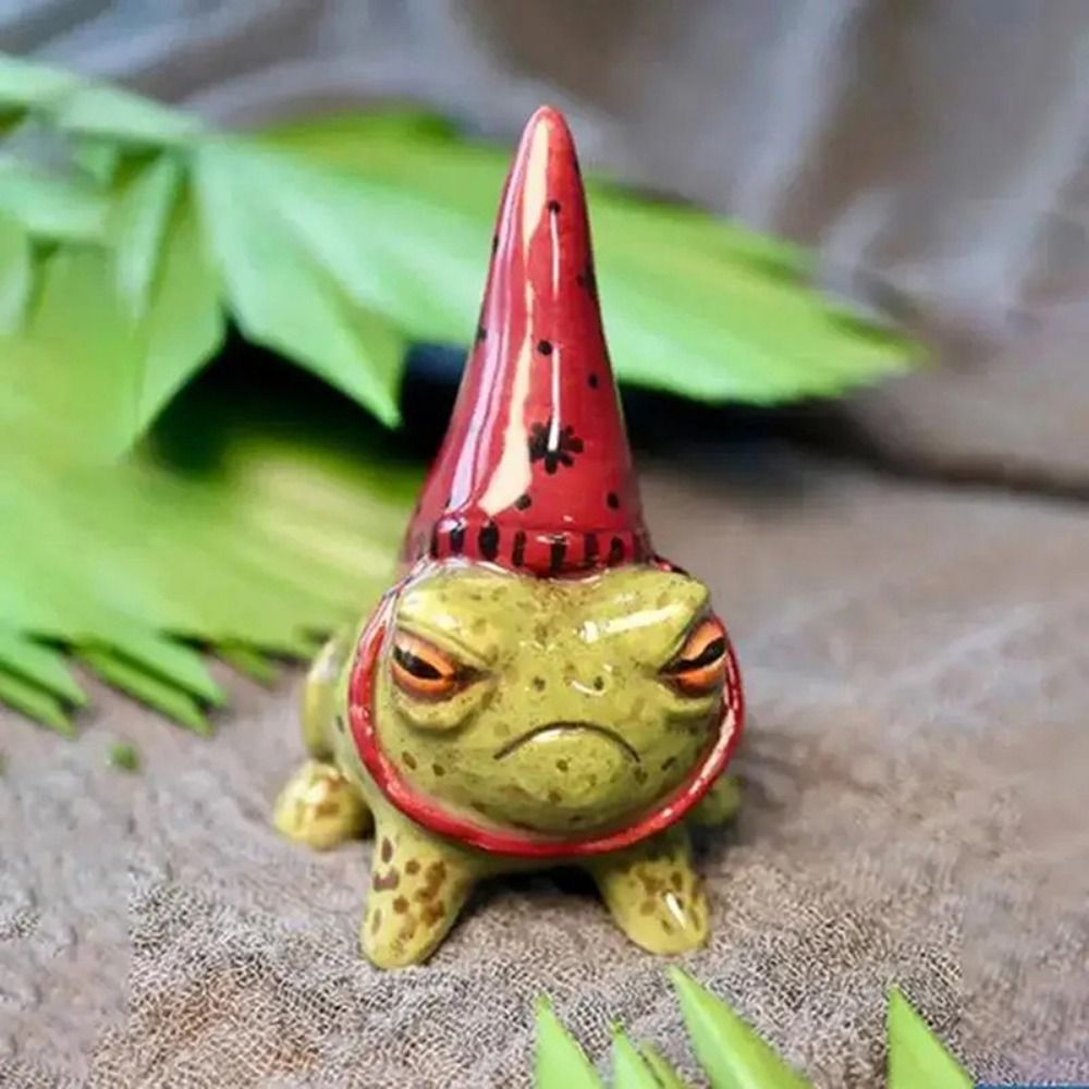 Funny Hand-Painted Cute Frog Statue Cartoon 3D Little Frog Statue Small Resin Animal Ornament Bonsai