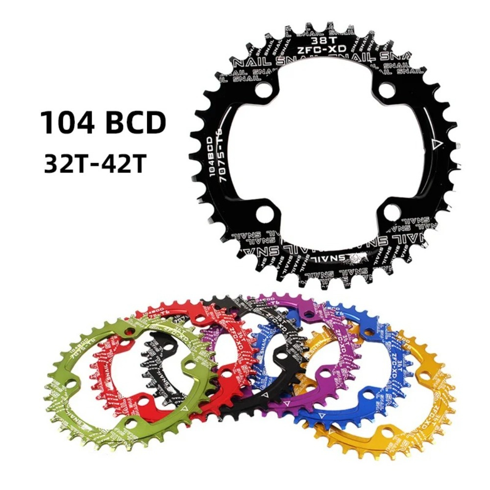 Durable 104BCD Bicycle Chainwheel 32T 34T 36T 38T Support 7-12 Speed System Single Chainring Aluminum Alloy Round Disc Crankset Road Bike