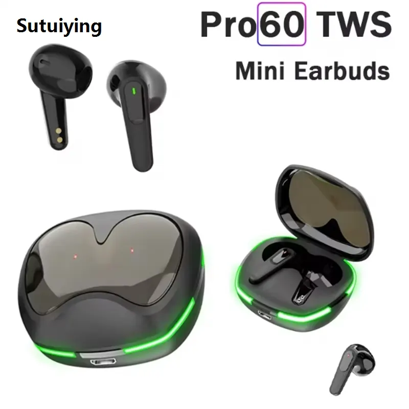 Sutuiying TWS Pro60 Fone Bluetooth Earphones Wireless Headphones HiFi Stero 2025 Headset Noise Reduction Sports Earbuds with Mic for Phone