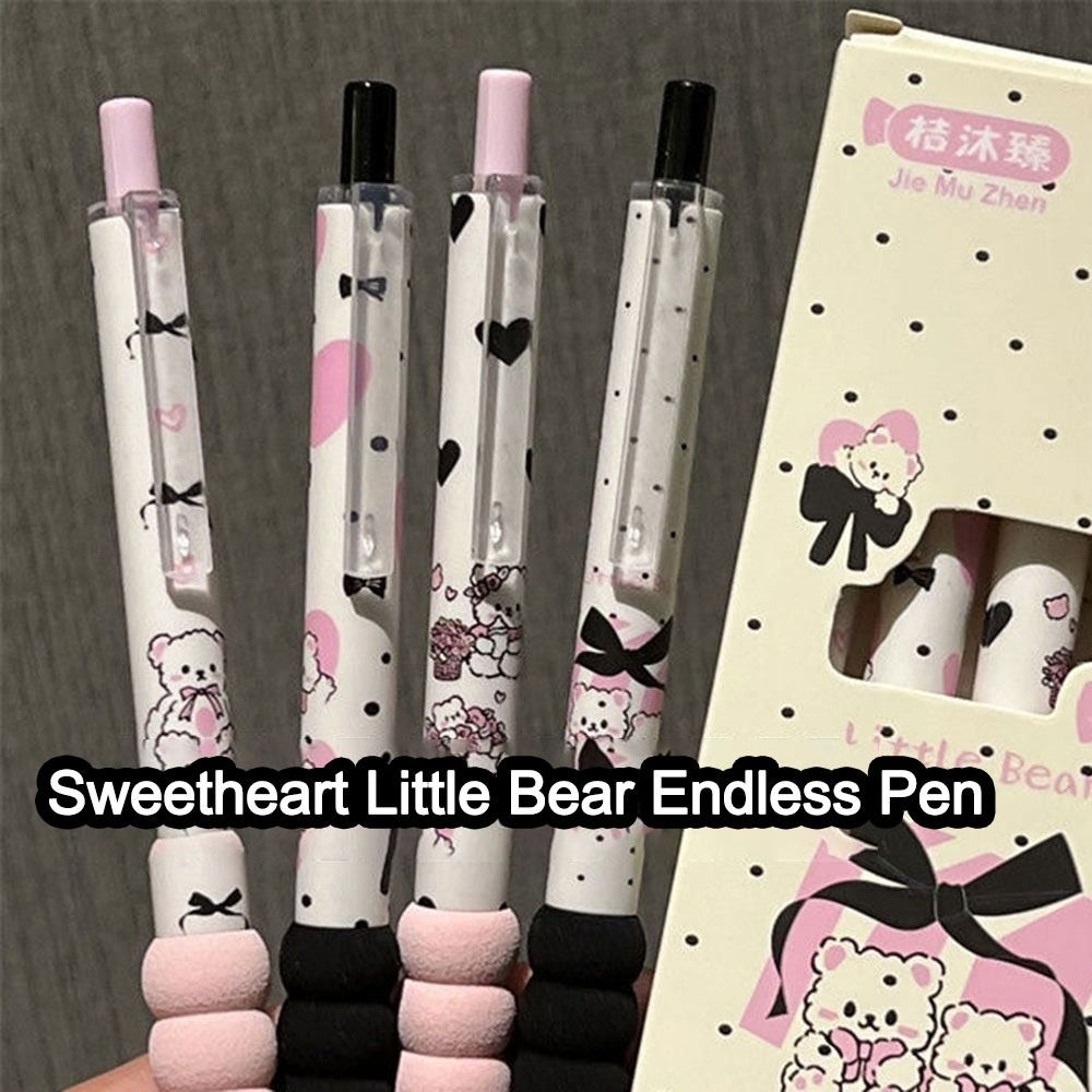4Pcs/lot New 0.5mm Gel Pen Quick-drying Cartoon Press Erasable Pen Bear Black Pen School Office Writing Stationery