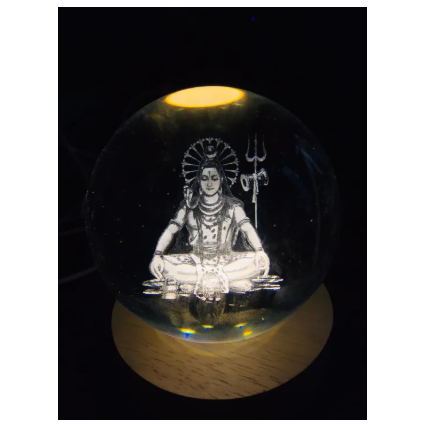 3D Decor Crystal Ball LED Night Light - Lord Shiva | Spiritual Decorative Lamp for Home & Pooja