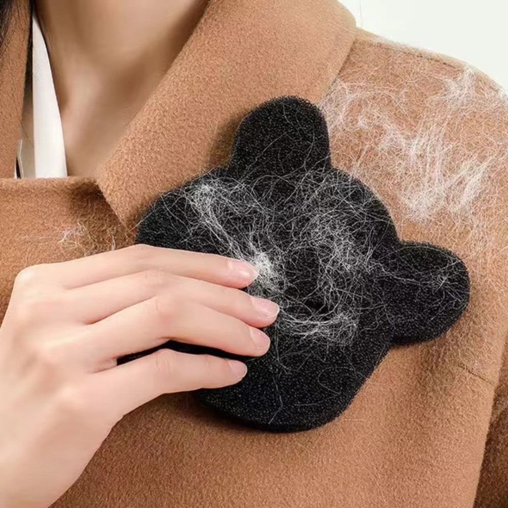 4 pcs Multi-Purpose Bear Shape Pet Hair Remover Black Household Laundry Ball Reusable Wet Dry Use Cleaning Sponge Clothes