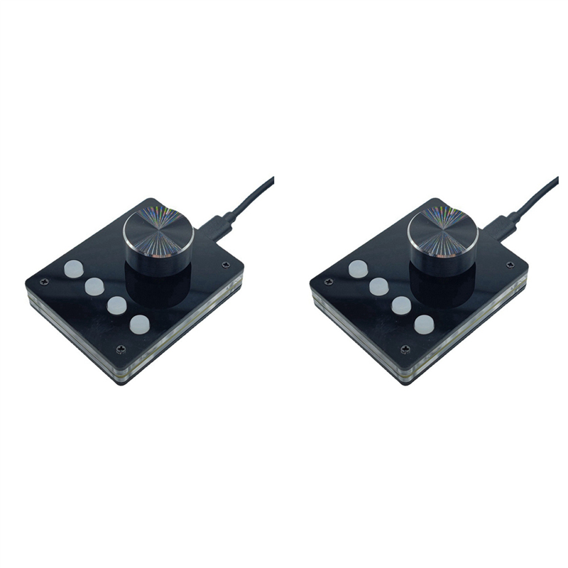 JAERBEE 2X Multimedia Programmable Keyboard USB Knob Custom Keyboard Mini Macro Keyboard Volume Controller (Small White Button)