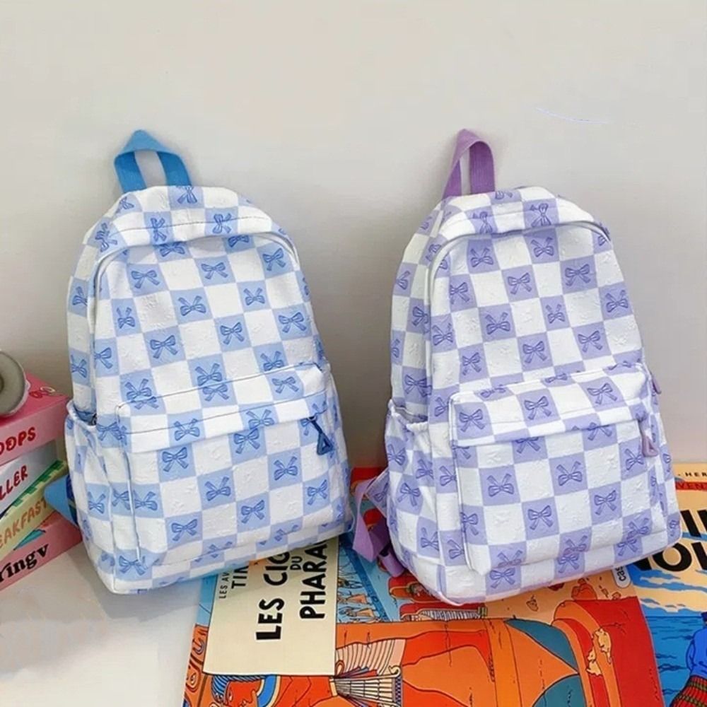 New Bookbag Student Backpack Large Capacity Cute Bow Women Backpack Zipper School Bags Ladies