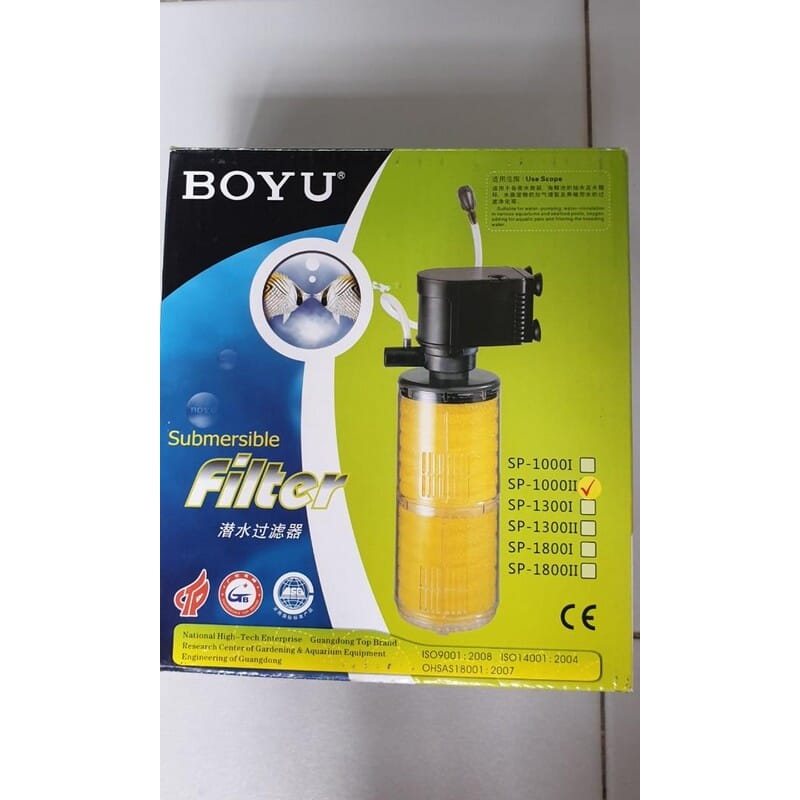 BOYU 8 Watt Submersible Internal Aquarium Filter Power Pump SP-1000II