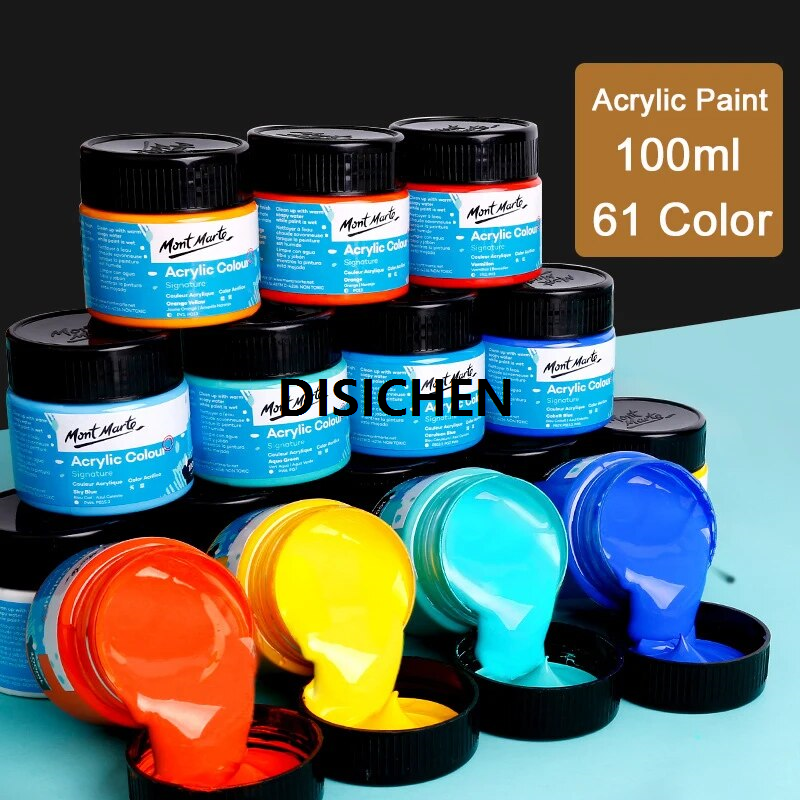 DISICHEN 61 Colors 100ml Acrylic Paint Bottle Set Suitable Cavas,Wood,Rock,Painting,Ceramic Art Drawing Supplies 2025 New