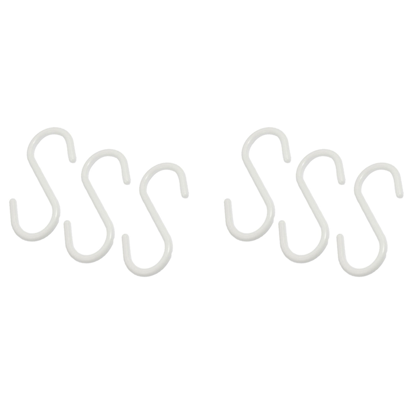 FORIDE 6 Pcs White Plastic S Shaped Hanging Hooks Scarf Apparel Hangers