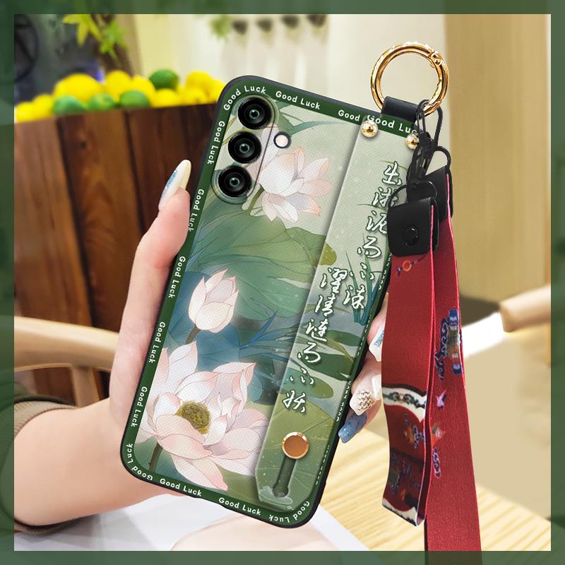 Silicone Lanyard Phone Case For Samsung Galaxy A34 5G Chinese style Phone Holder Wristband protective Shockproof for mom