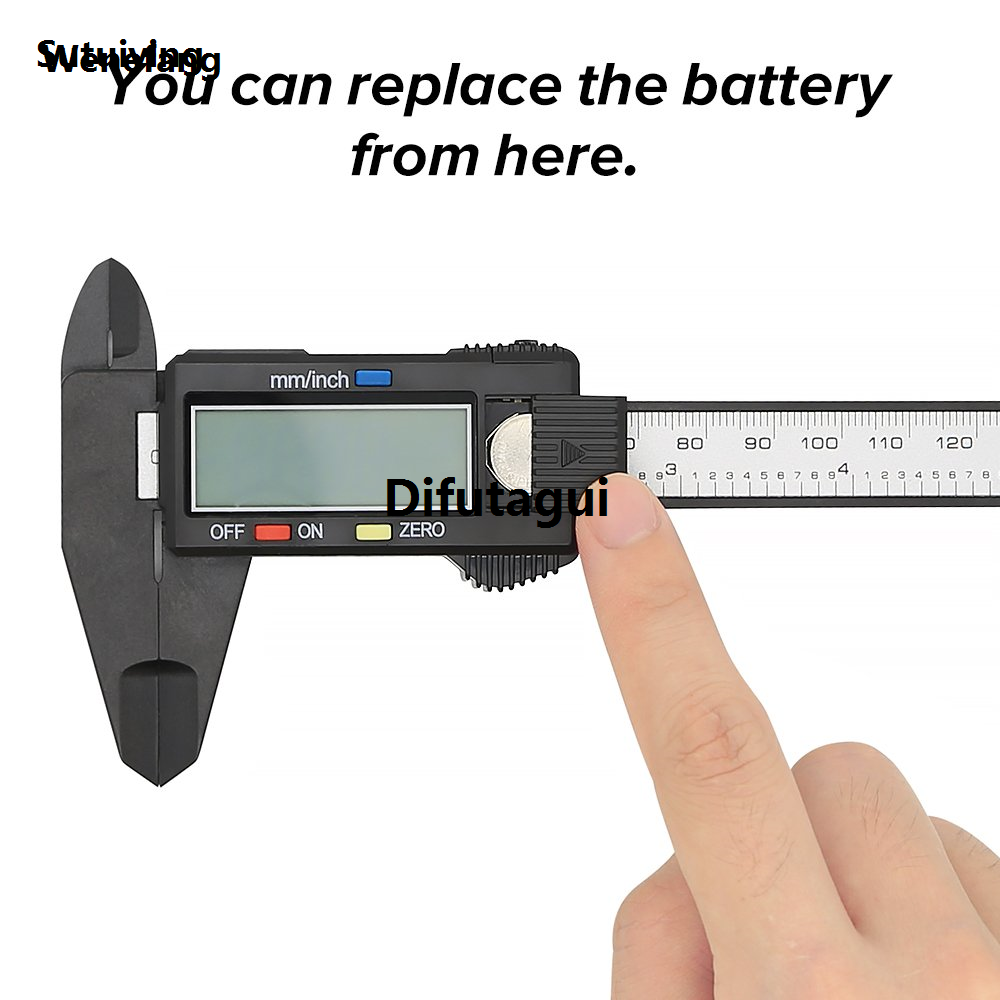 Difutagui Wenefang Sutuiying ESPLB 150mm Plastic Vernier Caliper 6 inch LCD Screen Electronic Fashion Sales promotion New Digital Caliper Carbon Fiber Millimeter Conversion Calipers