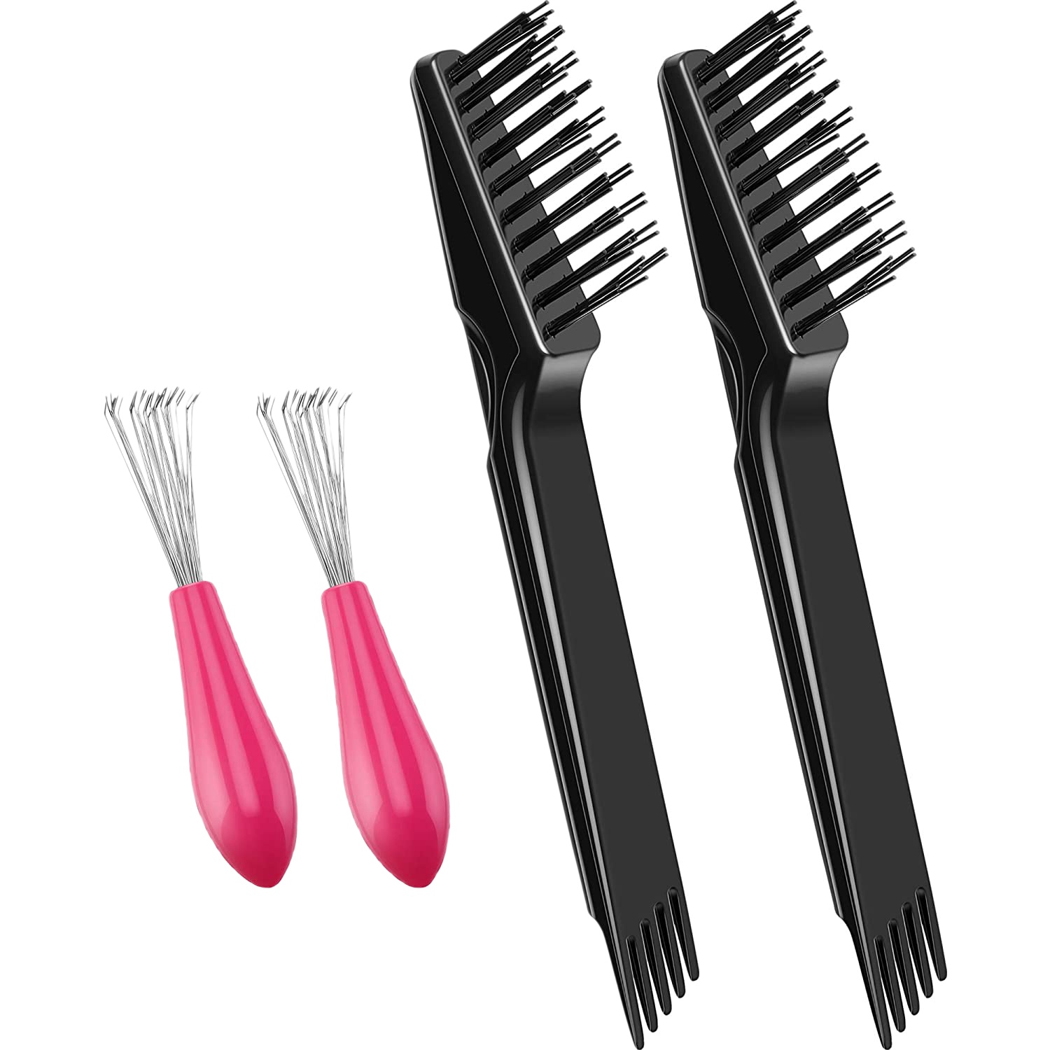 OUMERY 4Pcs Hair Brush Cleaning Tool Comb Cleaning Hairbrush Hair Brush Cleaner Rake for Removing Dirt Home and Salon Use