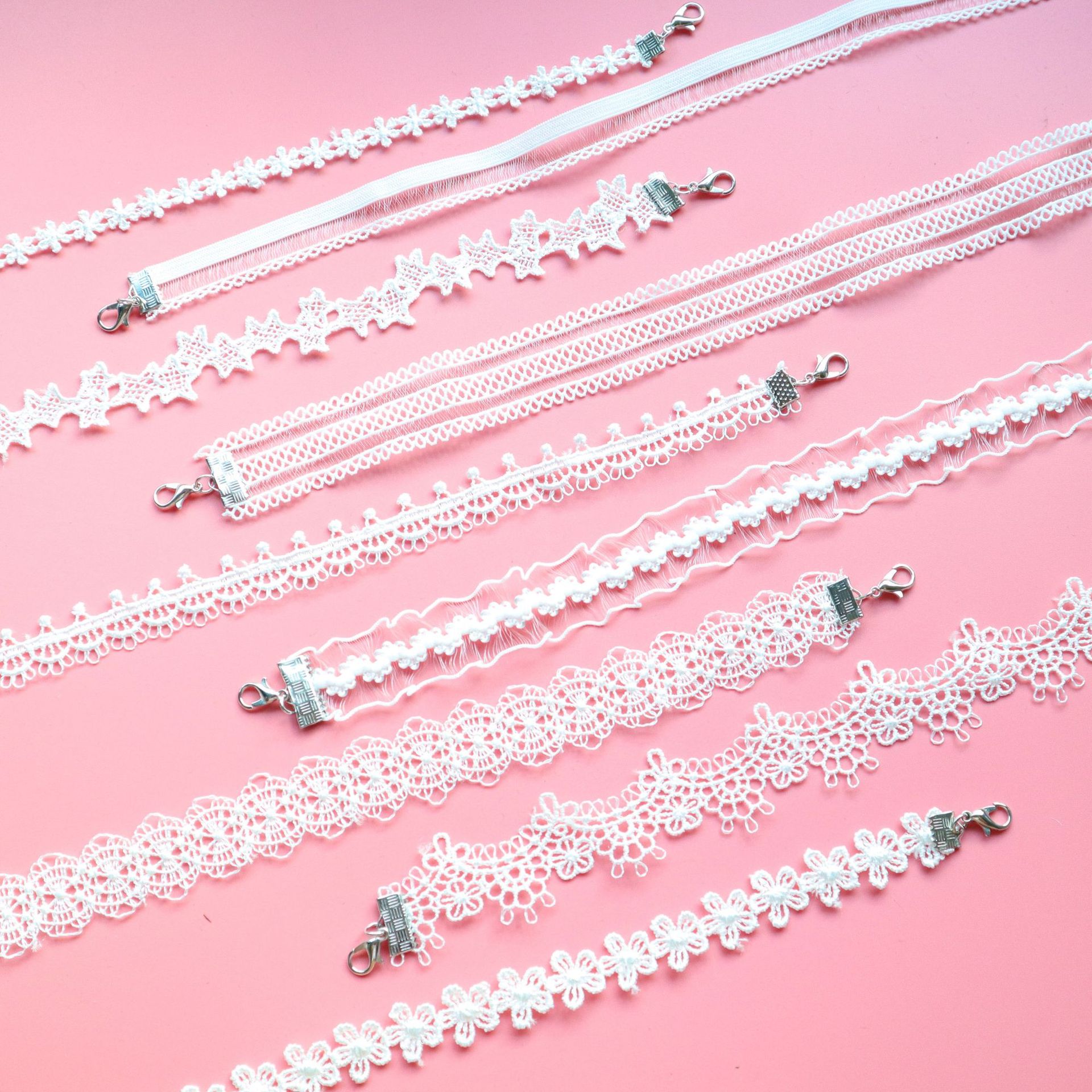 【New Necklace White Super Fairy Elegant Necklace Floral Lace Collar Choker Chain