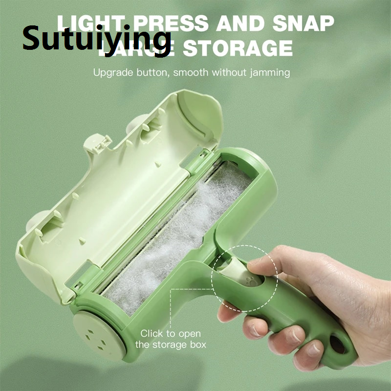 Sutuiying transparent bag New Portable Pet Hair Remover Roller Dog Cat Fur Removal Brush Reusable Lint Remover Cleaning Tool For Sofa Carpet Bed
