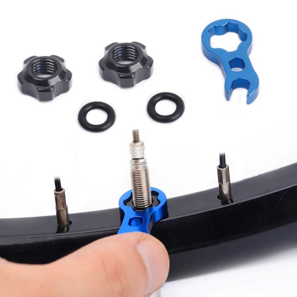 Accessories Sealing Rubber Ring With Installation Wrench Vacuum Tire Gas Air Nozzle Bicycle Tubeless Bike Presta Valve Nut Tire Nozzle Lock Tire Valve Cap Vacuum Tire Valve Nut