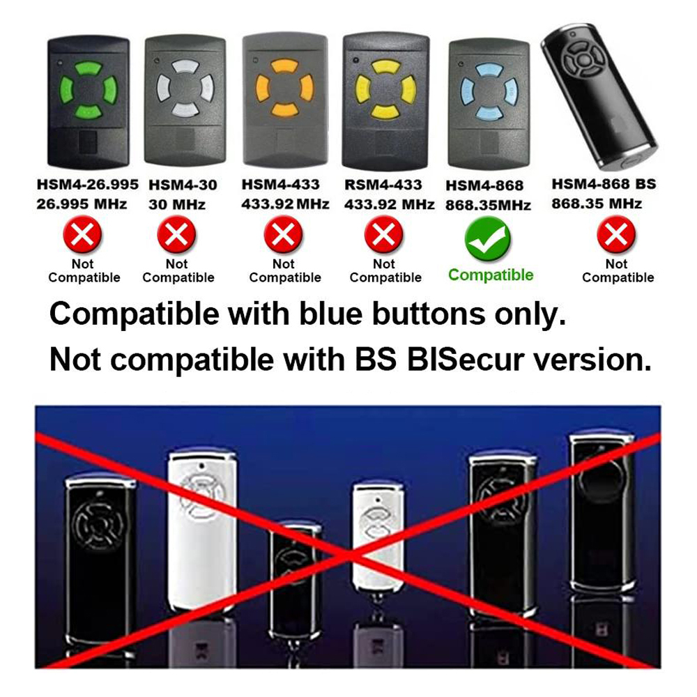 NEW HORMANN 868mhz Gate Control For HORMANN Blue Button Replacement Fixed Code Remote Control 868.35mhz Garage Door Opener