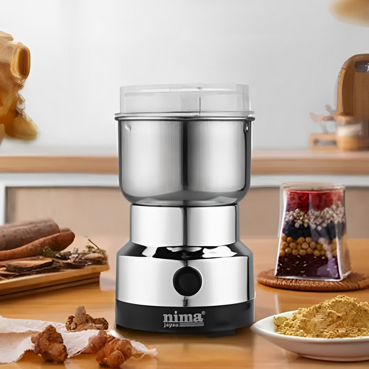Nima 4 Blade Mini Portable Electric Mixer Grinder | Portable Stainless Steel Mixer Grinder