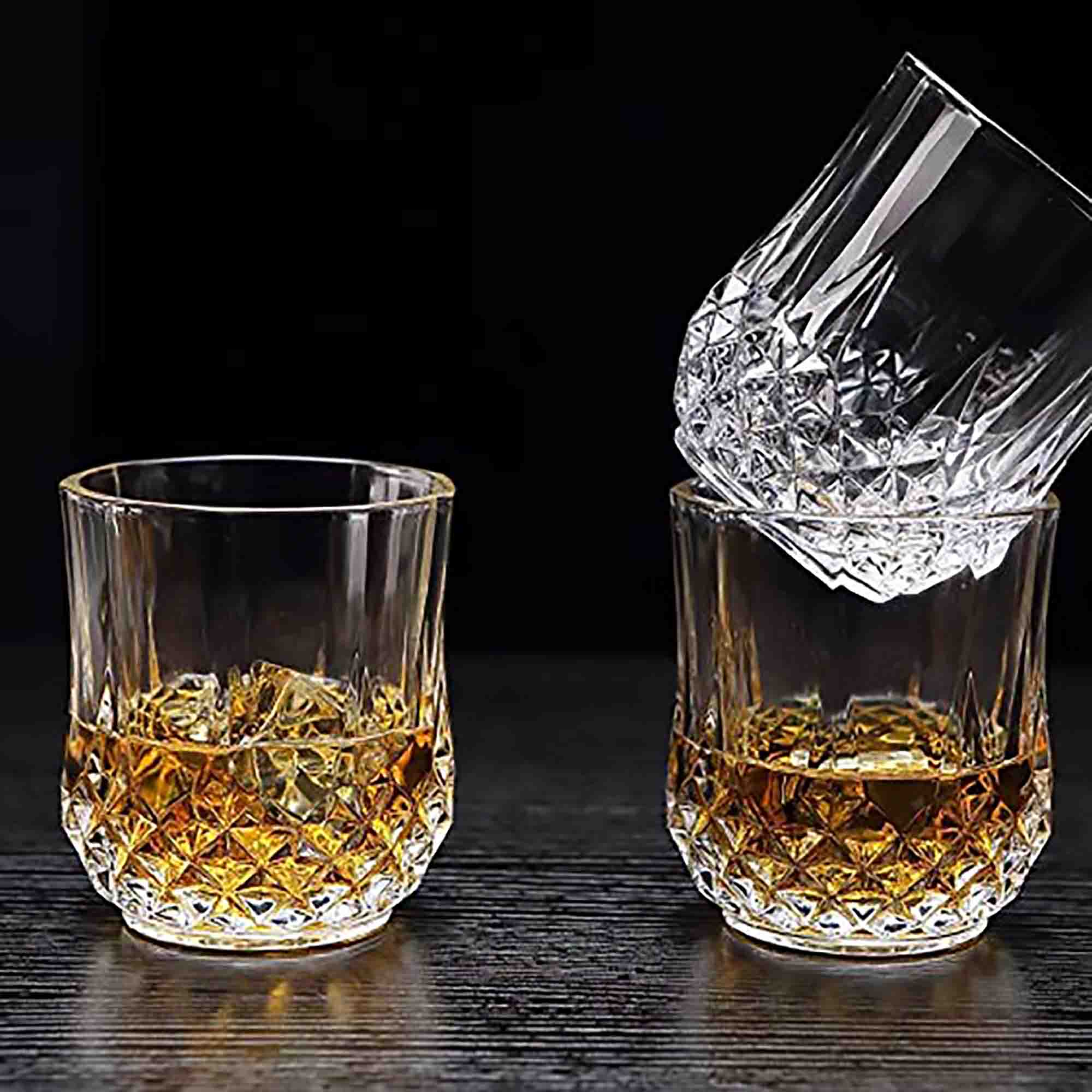 Diamond Pattern Design Crystal Clear 210ml Whisky Glass - Elegant & Timeless Design For Premium Drinks, Set of 6