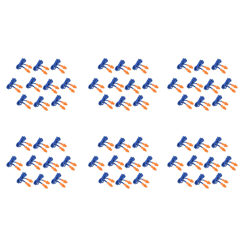 ZOROOM 60 Pcs Safety Silicone Soft Ear Plugs - Hearing Protection with Cord - Noise Reduction Blue Orange