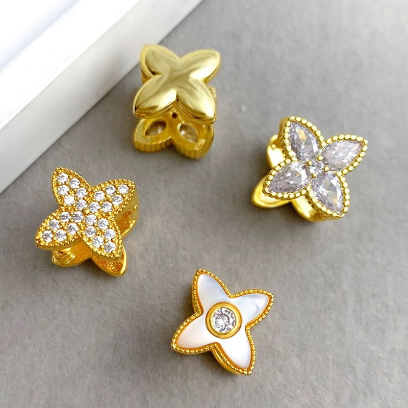 【Top Picks】Cross Baibei Fritillary Four-leaf Clover Earrings Women's 2024 New Entry Luxury High-end Earrings Small Chanel Style Elegant Trendy Earrings