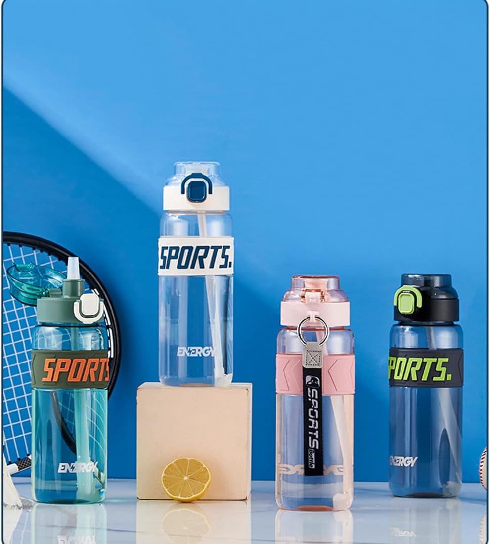 Sports 750ML Capacity BPA Free Plastic Drinking Water Bottle, One-Touch Straw Lock, Handheld Portable Water Bottle