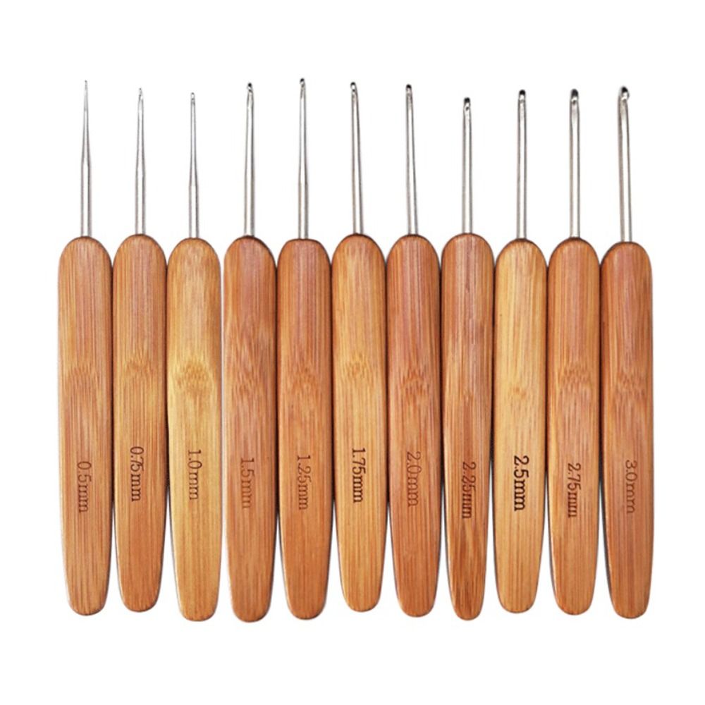 New Bamboo Wooden Crochet Hooks Small Size Long Knitting Needles Crochet Needles Scarf
