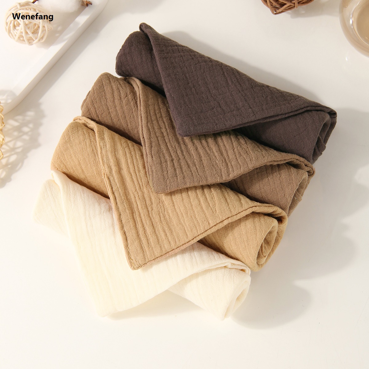 Wenefang Soft Absorbent Gauze Cotton Baby Square Towels Infant Wash Hand High Quality Face Towels Crepe Muslin Saliva Wipe Face Cloths for Babies