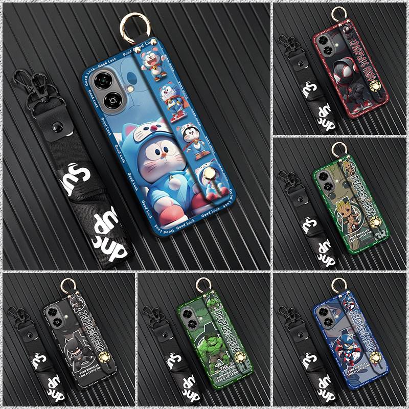 Kickstand Dirt-resistant Phone Case For ZTE Blade A35e 6GB RAM 64GB Wrist Strap Durable Shockproof Phone Holder Lanyard