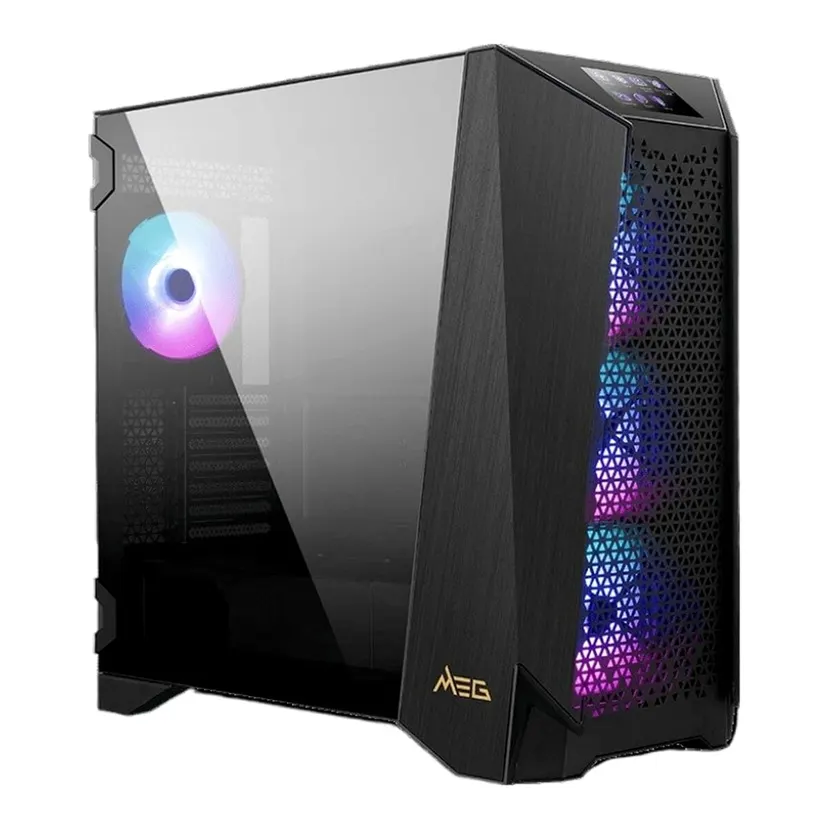 MSI MEG Prospect 700R Gaming PC Case (E-ATX MB Support | 4 ARGB FAN | 360mm Radiator | 400mm GPU Length | USB-C | Vertical GPU | 4.3" Touch Display)