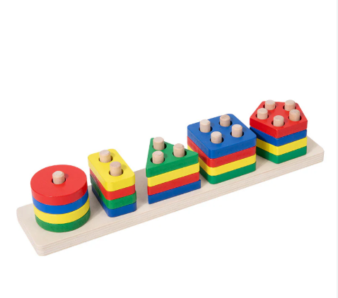 Montessori Wooden Toy Stacking Blocks Toy Shape Sorting